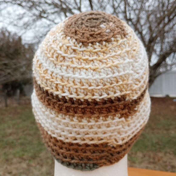 Men's Head Hugger Beanie Hat Handmade Cobblestone Crochet Fishing Outdoors L - Picture 5 of 9